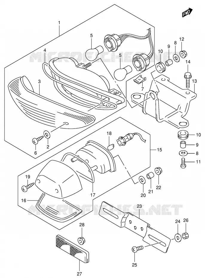 FEU ARRIERE Suzuki MOTO 650 SV 2002  SV650K2(E2)