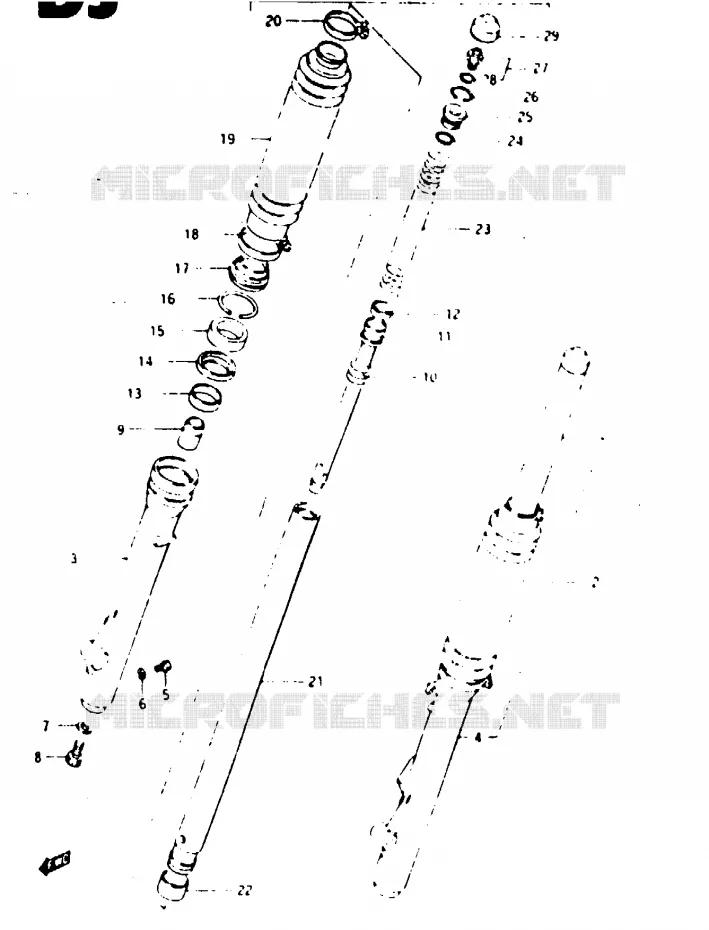 FOURCHE AVANT (MODELE E) Suzuki MOTO 125 TS-ER 1986  TS125EG(E/F/G)