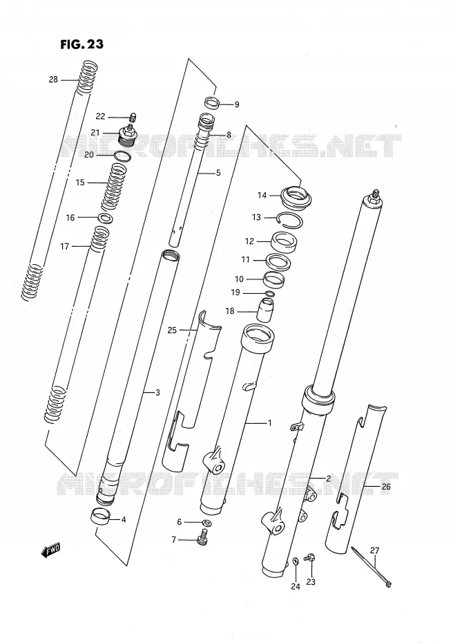 FOURCHE AVANT (MODELE G/H/J) Suzuki MOTO 80 RM 1991  RM80XM(E2)