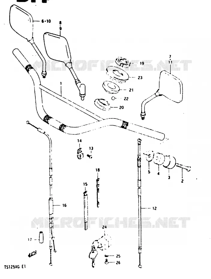GUIDON (MODELE E E18 F.NO.106210-/MODELE F/G) Suzuki MOTO 125 TS-X 1984  TS125XE(E/F/G)