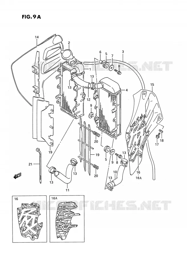 RADIATEUR (MODELE R/S/T) Suzuki MOTO 250 RMX 1993  RMX250P(E3)