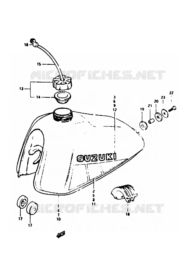 RESERVOIR D'ESSENCE (MODELE D) Suzuki MOTO 50 TS-ER 1982  TS50ERKDZ(Z/D)