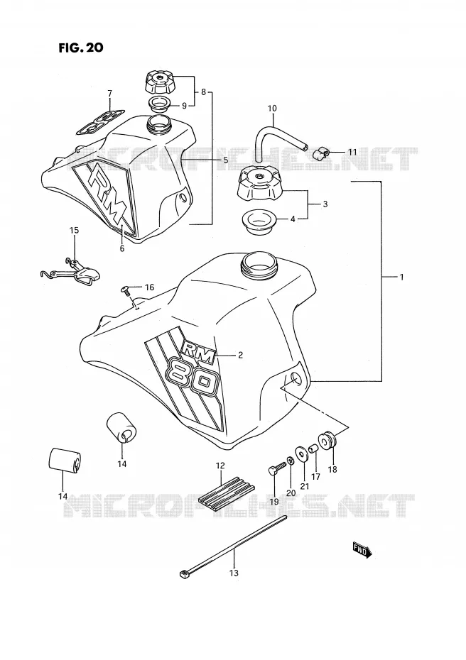 RESERVOIR D'ESSENCE (MODELE G/H) Suzuki MOTO 80 RM 1990  RM80L(E3)