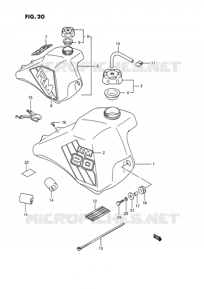 RESERVOIR D'ESSENCE (MODELE G/H) Suzuki MOTO 80 RM 1994  RM80XR(E2)
