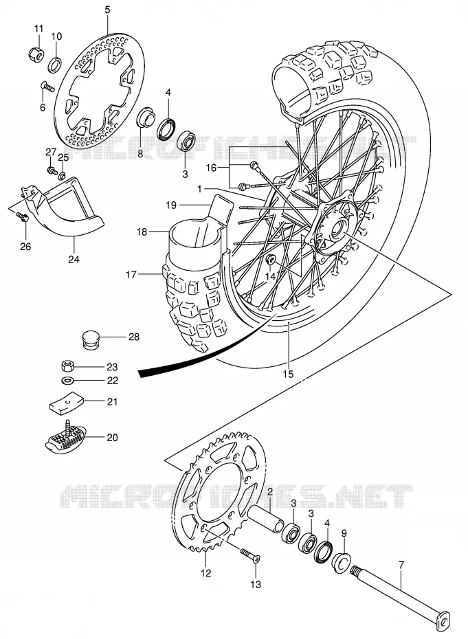 ROUE ARRIERE (MODELE K4) Suzuki MOTO 250 RM 2003  RM250K3(E3/E28)