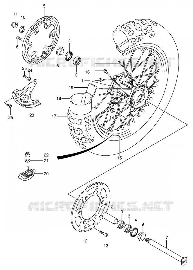 ROUE ARRIERE (MODELE K5) Suzuki MOTO 125 RM 2004  RM125K4