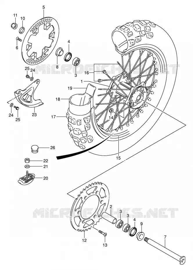 ROUE ARRIERE (MODELE K5) Suzuki MOTO 250 RM 2004  RM250K4(E3/E28)