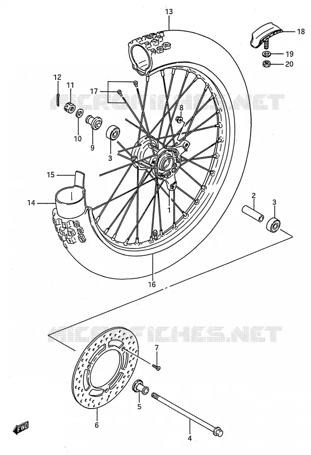 ROUE AVANT (MODELE G/H/J/K) Suzuki MOTO 80 RM 1987  RM80H(E28)