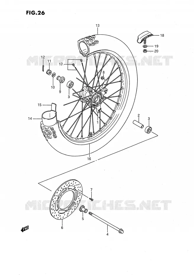 ROUE AVANT (MODELE G/H/J/K) Suzuki MOTO 80 RM 1989  RM80XK(E2)
