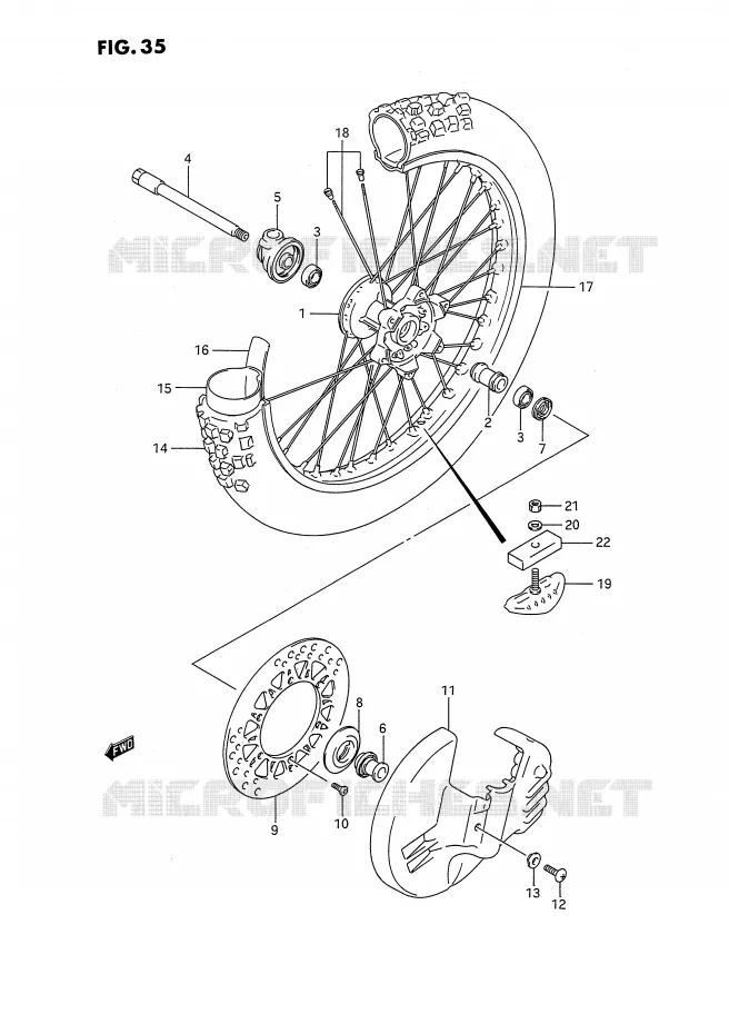 ROUE AVANT (MODELE K/L) Suzuki MOTO 250 RMX 1995  RMX250S(E3)