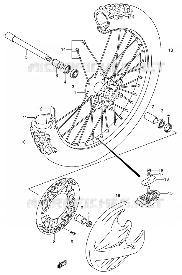 ROUE AVANT (MODELE K1/K2/K3/K4) Suzuki MOTO 125 RM 2005  RM125K5