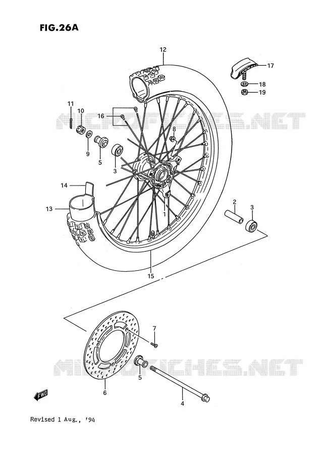 ROUE AVANT (MODELE L/M/N/P/R/S) Suzuki MOTO 80 RM 1988  RM80J(E3)