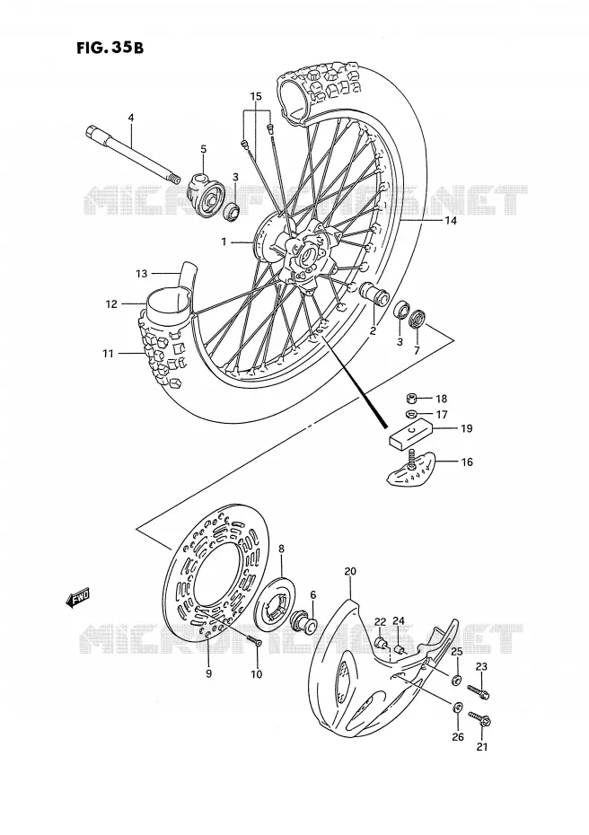 ROUE AVANT (MODELE N/P/R/S) Suzuki MOTO 250 RMX 1990  RMX250L(E3)