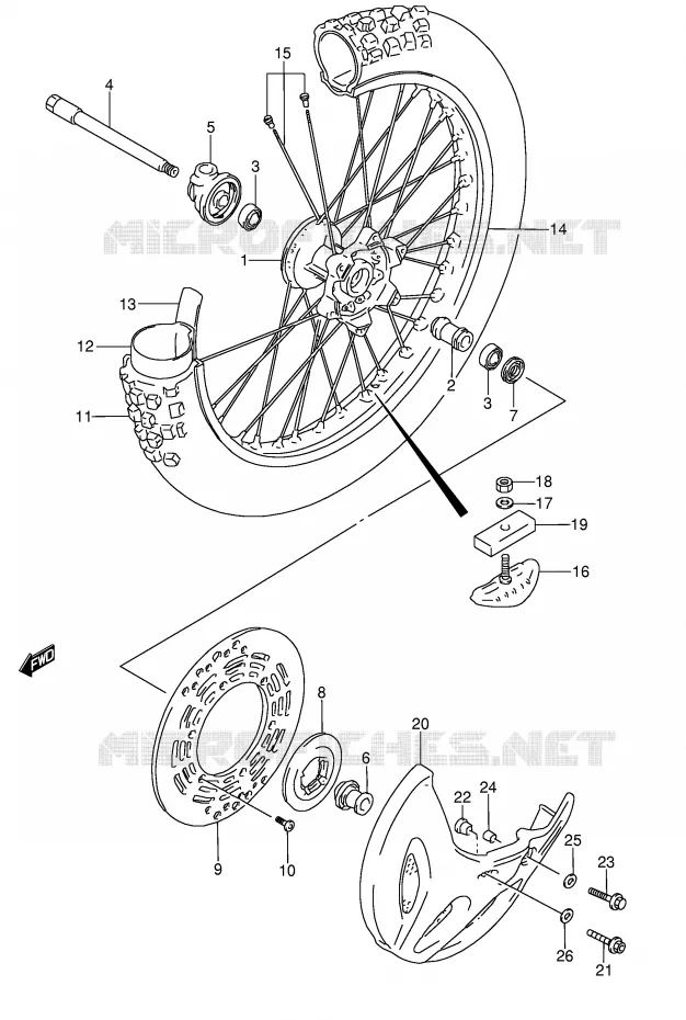 ROUE AVANT (MODELE N/S) Suzuki MOTO 250 RMX 1991  RMX250M(E1)