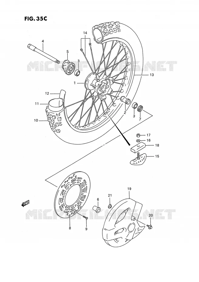 ROUE AVANT (MODELE T) Suzuki MOTO 250 RMX 1990  RMX250L(E3)