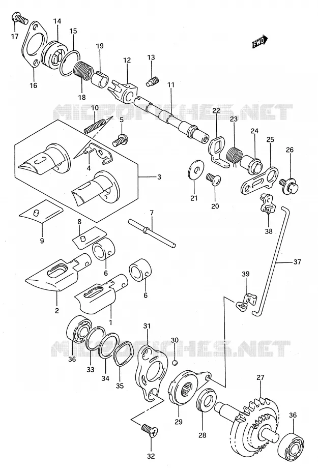 VALVE D'ECHAPPEMENT (MODELE P/R) Suzuki MOTO 250 RMX 1991  RMX250M(E28)