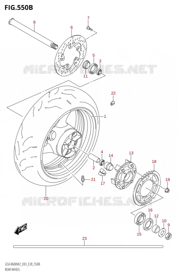 ROUE ARRIERE (GSX-R600) Suzuki MOTO 600 GSX-R 2022  GSX-R600 M2 (E03,E28,E33)