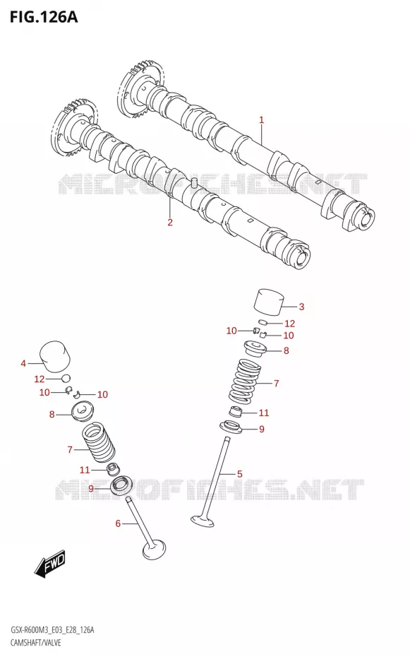 ARBRE A CAMES - SOUPAPES Suzuki MOTO 600 GSX-R 2023  GSX-R600 M3 (E03,E28,E33)