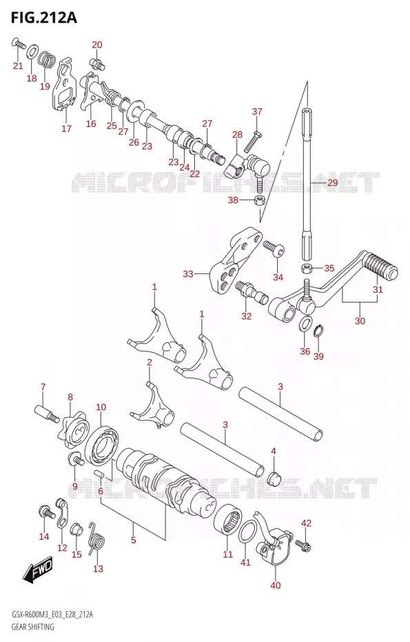 ENSEMBLE DE SELECTION DE VITESSES Suzuki MOTO 600 GSX-R 2023  GSX-R600 M3 (E03,E28,E33)