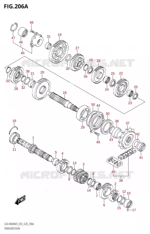 TRANSMISSION Suzuki MOTO 600 GSX-R 2023  GSX-R600 M3 (E03,E28,E33)