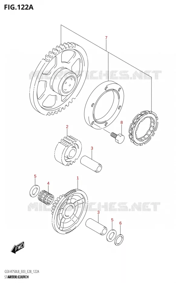 ROUE LIBRE DE DEMARREUR Suzuki MOTO 750 GSX-R 2018  GSX-R750 L8 (E03,E28,E33)
