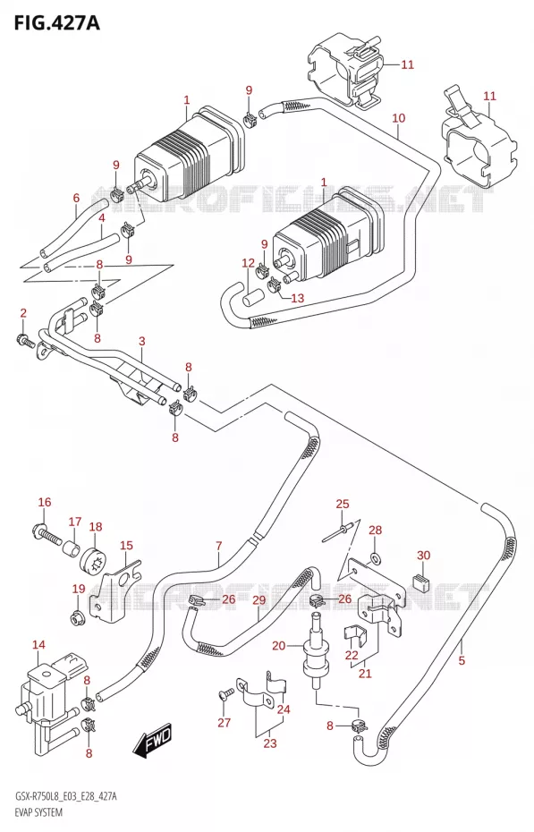 SYSTÈME DE RECYCLAGE VAPEURS CARBURANT (GSX-R750:L8:E33) Suzuki MOTO 750 GSX-R 2018  GSX-R750 L8 (E03,E28,E33)