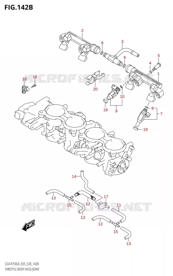 SYSTÈME D'INJECTION (GSX-R750:L8:E28) Suzuki MOTO 750 GSX-R 2018  GSX-R750 L8 (E03,E28,E33)