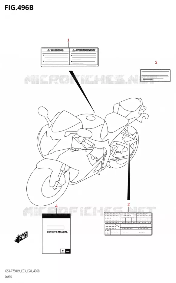 ETIQUETTE (GSX-R750:L9:E28) Suzuki MOTO 750 GSX-R 2019  GSX-R750 L9 (E03,E28,E33)