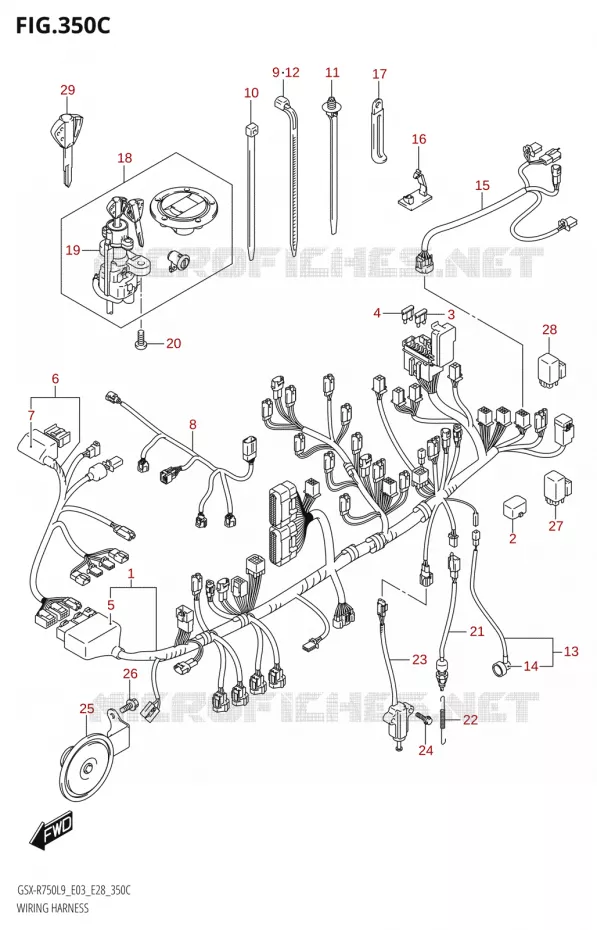 FAISCEAU ELECTRIQUE (GSX-R750:L9:E33) Suzuki MOTO 750 GSX-R 2019  GSX-R750 L9 (E03,E28,E33)