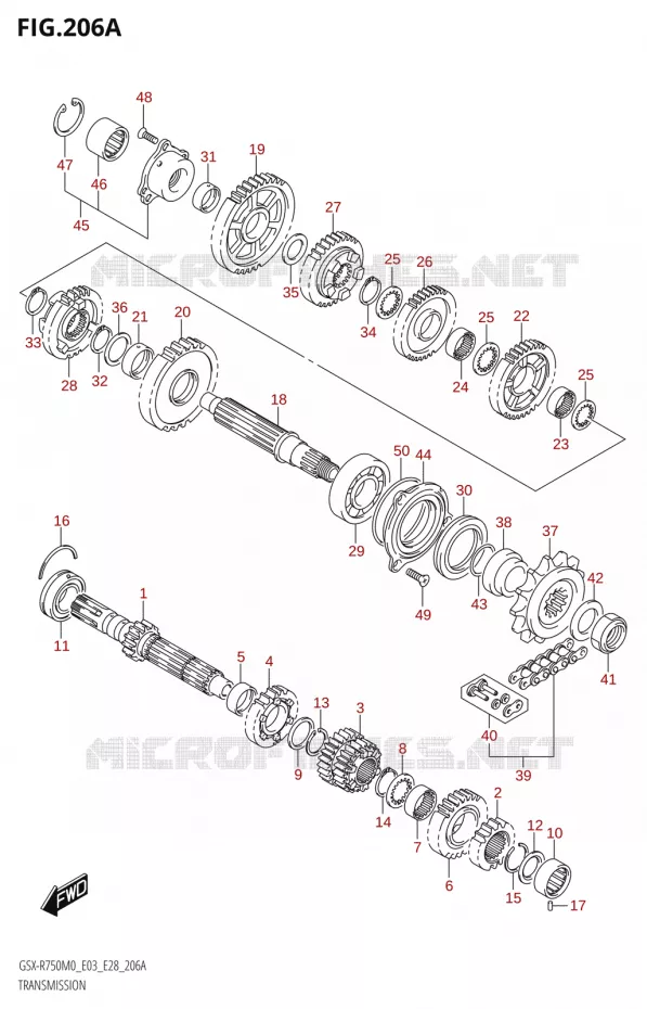 TRANSMISSION Suzuki MOTO 750 GSX-R 2020  GSX-R750 M0 (E03,E28,E33)