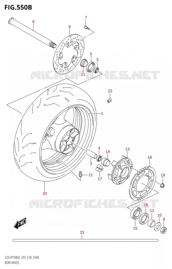 ROUE ARRIERE (GSX-R750:(E03,E28,E33)) Suzuki MOTO 750 GSX-R 2022  GSX-R750 M2 (E03,E28,E33)