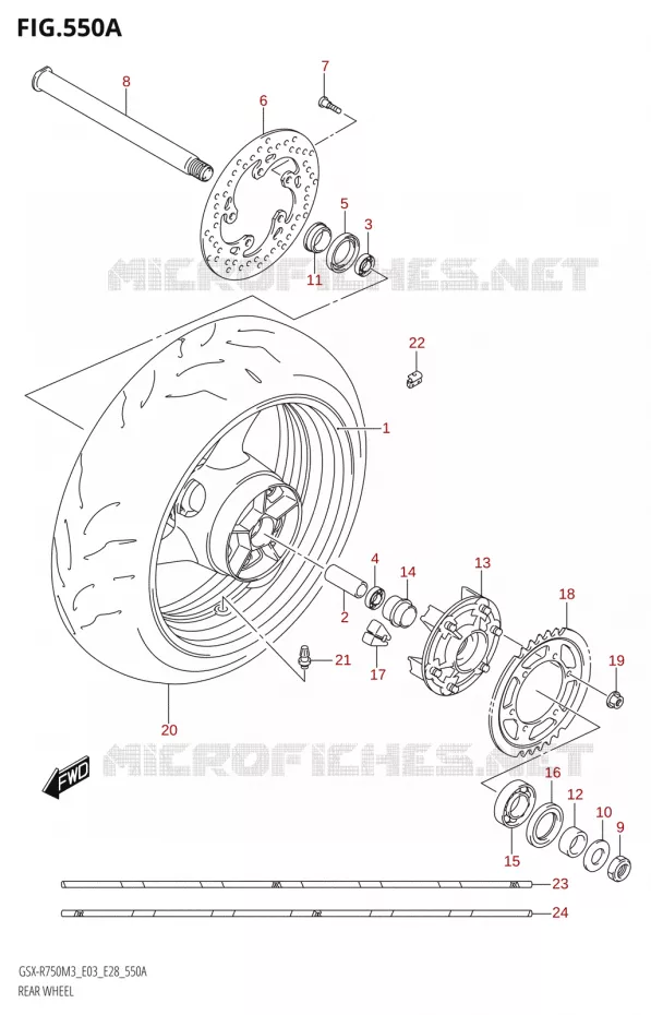 ROUE ARRIERE (GSX-R750Z) Suzuki MOTO 750 GSX-R 2023  GSX-R750 M3 (E03,E28,E33)