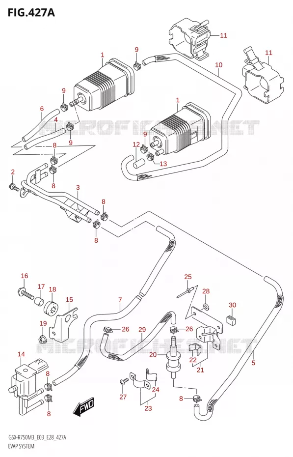 SYSTÈME DE RECYCLAGE VAPEURS CARBURANT (E33) Suzuki MOTO 750 GSX-R 2023  GSX-R750 M3 (E03,E28,E33)