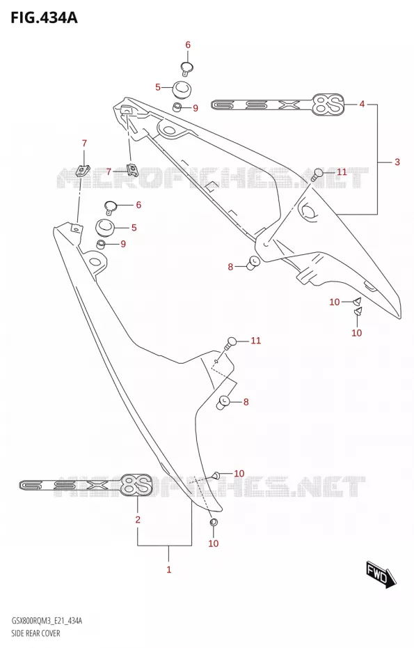 CACHES LATERAUX Suzuki MOTO 800 GSX 2023  GSX800RRQ M3 (E21)