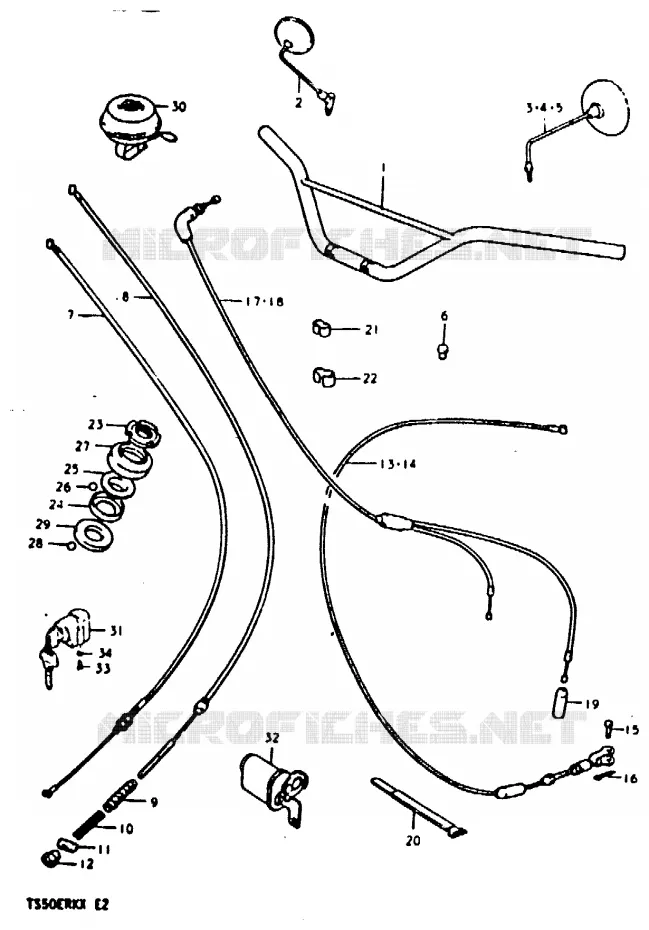 GUIDON - CABLES Suzuki MOTO 50 TS-ER 1980  TS50ERKT(T/X)