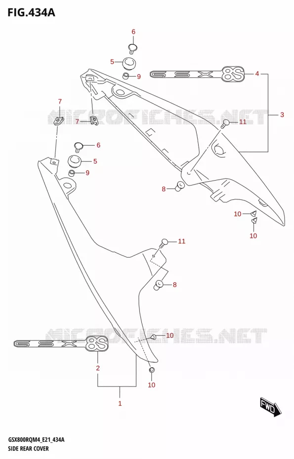 CACHES LATERAUX Suzuki MOTO 800 GSX 2024  GSX800RQ M4 (E21)