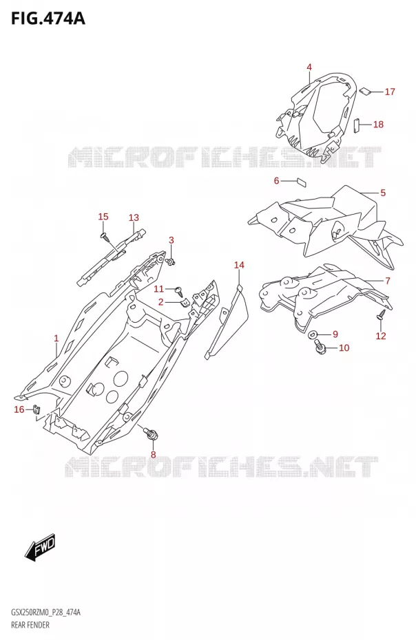 GARDE BOUE ARRIERE Suzuki MOTO 250 GSX-R 2020  GSX250RZ M0 E03,E28,E33