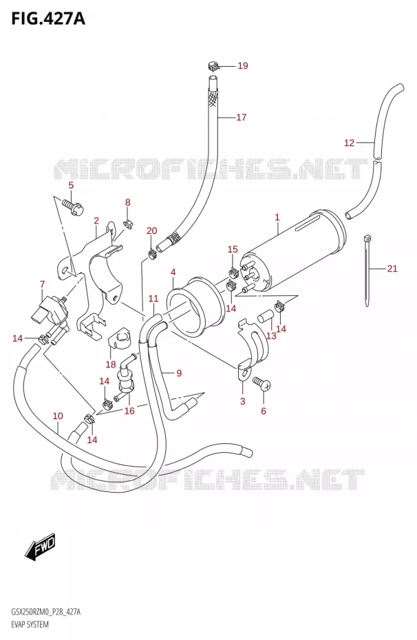 SYSTÈME DE RECYCLAGE VAPEURS CARBURANT Suzuki MOTO 250 GSX-R 2020  GSX250RZ M0 E03,E28,E33