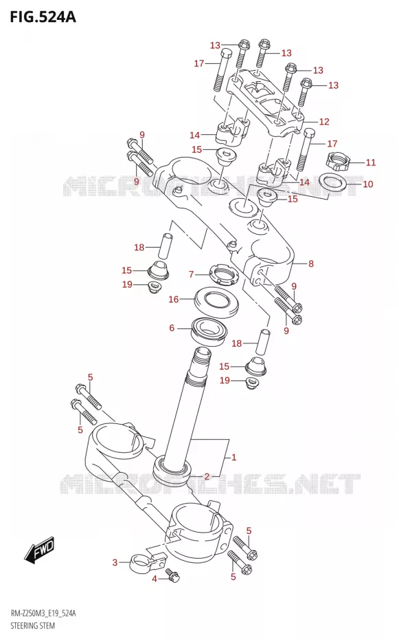 COLONNE DE DIRECTION Suzuki MOTO 250 RM-Z 2023  RM-Z250 M3 (E19)