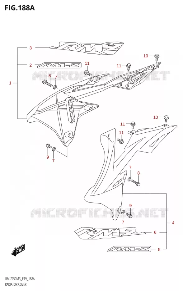 OUIES DE RADIATEUR Suzuki MOTO 250 RM-Z 2023  RM-Z250 M3 (E19)