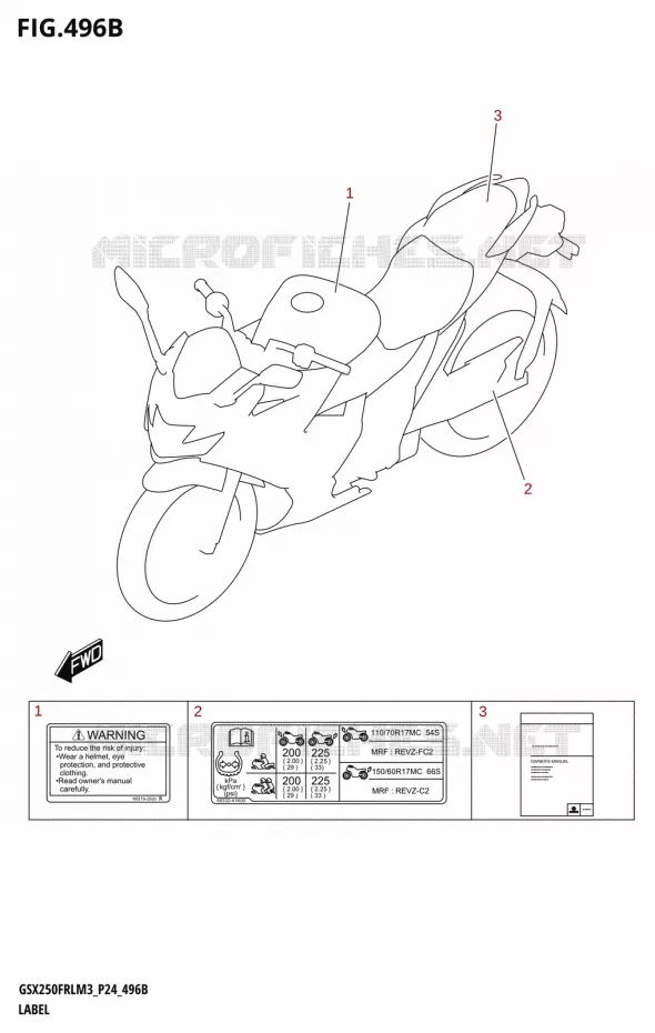 ETIQUETTE Suzuki MOTO 250 GSX-R 2023  GSX250FRLX / GSX250FRL M3 (P24)