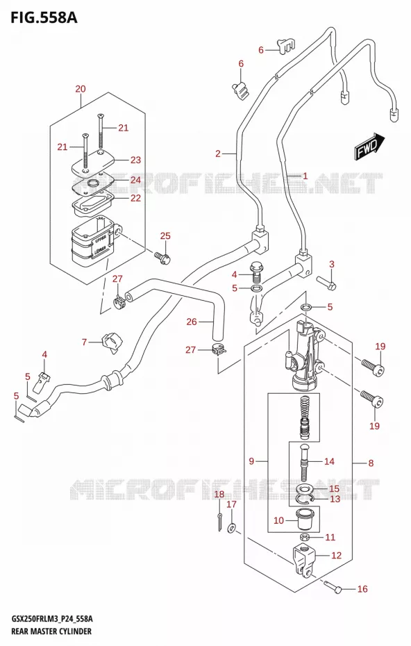 MAITRE CYLINDRE DE FREIN ARRIERE Suzuki MOTO 250 GSX-R 2023  GSX250FRLX / GSX250FRL M3 (P24)