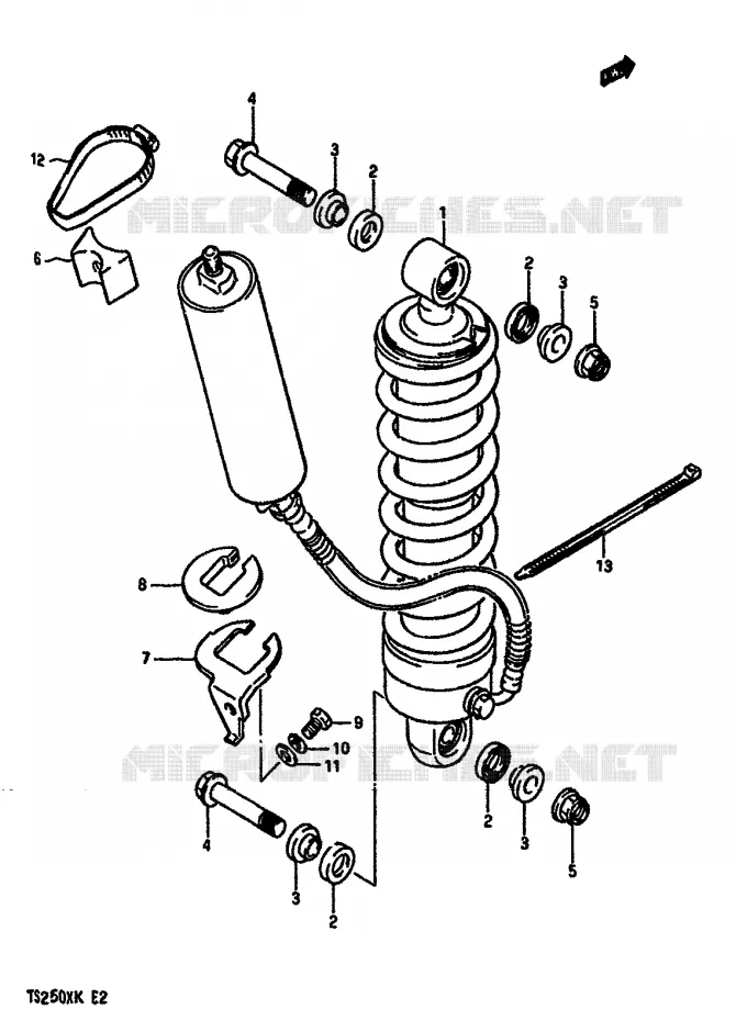 AMORTISSEUR ARRIERE (MODELE E/G/H/J) Suzuki MOTO 250 TS-X 1987  TS250XH(E/G/H/J/K)