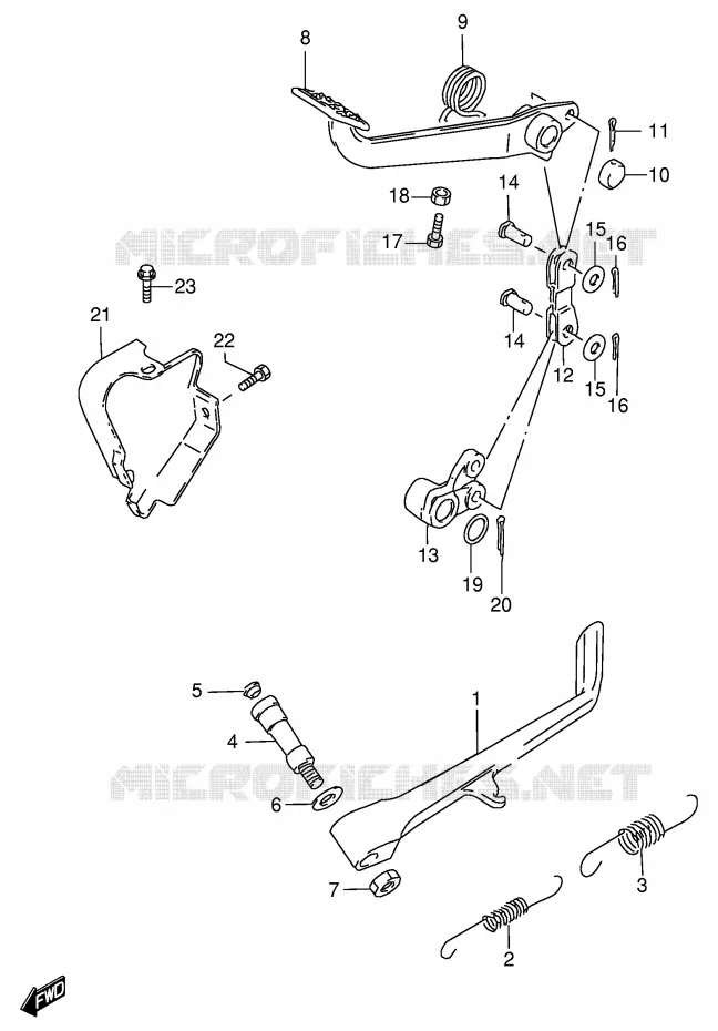 BEQUILLE LATERALE - PEDALE DE FREIN ARRIERE Suzuki MOTO 800 INTRUDER 1999  VS800GLX(E2)