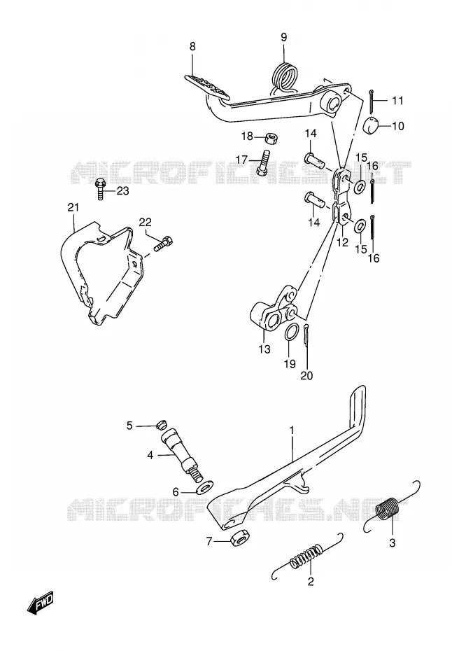 BEQUILLE LATERALE - PEDALE DE FREIN ARRIERE Suzuki MOTO 800 INTRUDER 2002  VS800GLK2(E22)