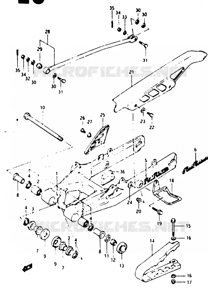 BRAS OSCILLANT ARRIERE Suzuki MOTO 125 TS-X 1984  TS125XUE(E/F/G)