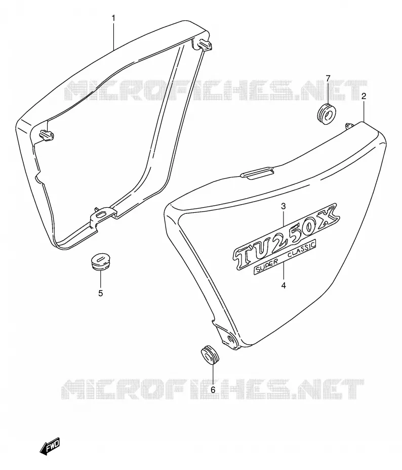 CARENAGES ARRIERE  (MODELE V/W) Suzuki MOTO 250 TU 2000  TU250XY(E2)