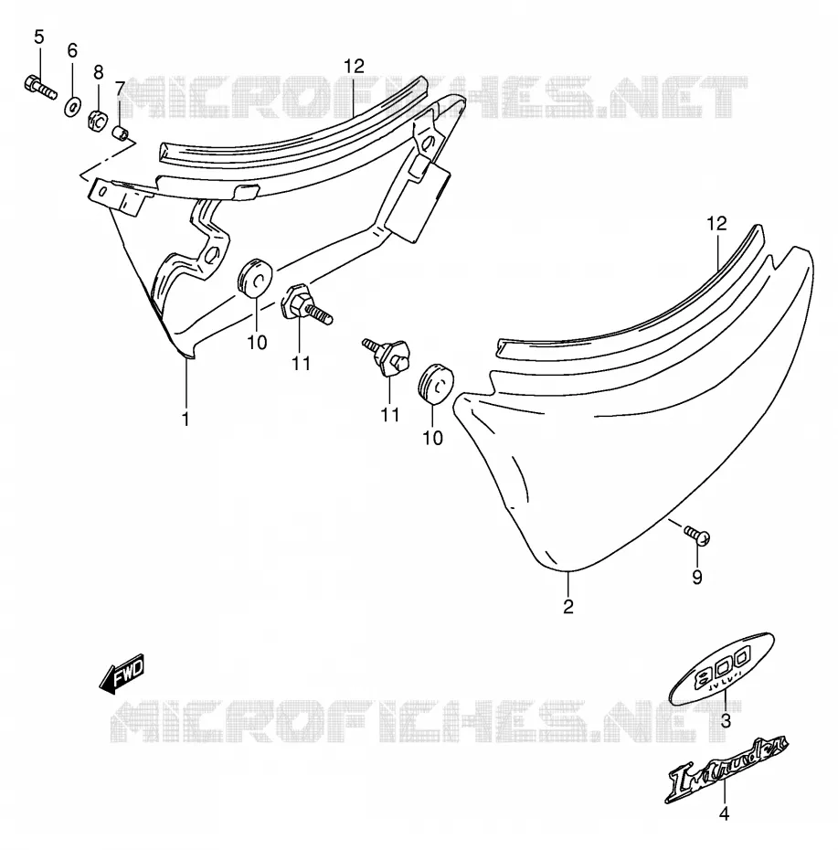 CARENAGES ARRIERE  (MODELE W/X) Suzuki MOTO 800 INTRUDER 2000  VS800GLY(E2)