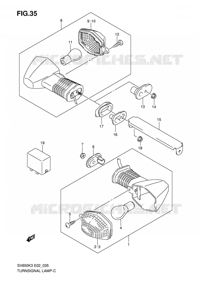 CLIGNOTANTS (NOTE) Suzuki MOTO 650 SV 2007  SV650AK7