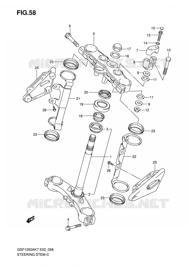 COLONNE DE DIRECTION (GSF1250K7/AK7/K8/AK8/K9/AK9) Suzuki MOTO 1250 BANDIT-S 2008  GSF1250SK8(E2)